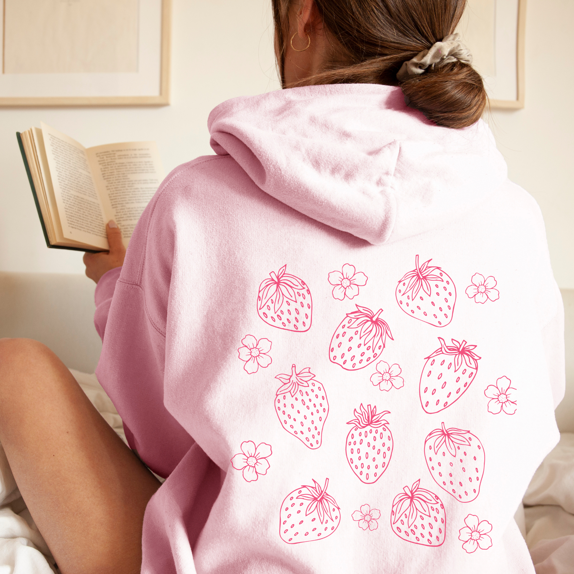 Pink best sale strawberry hoodie