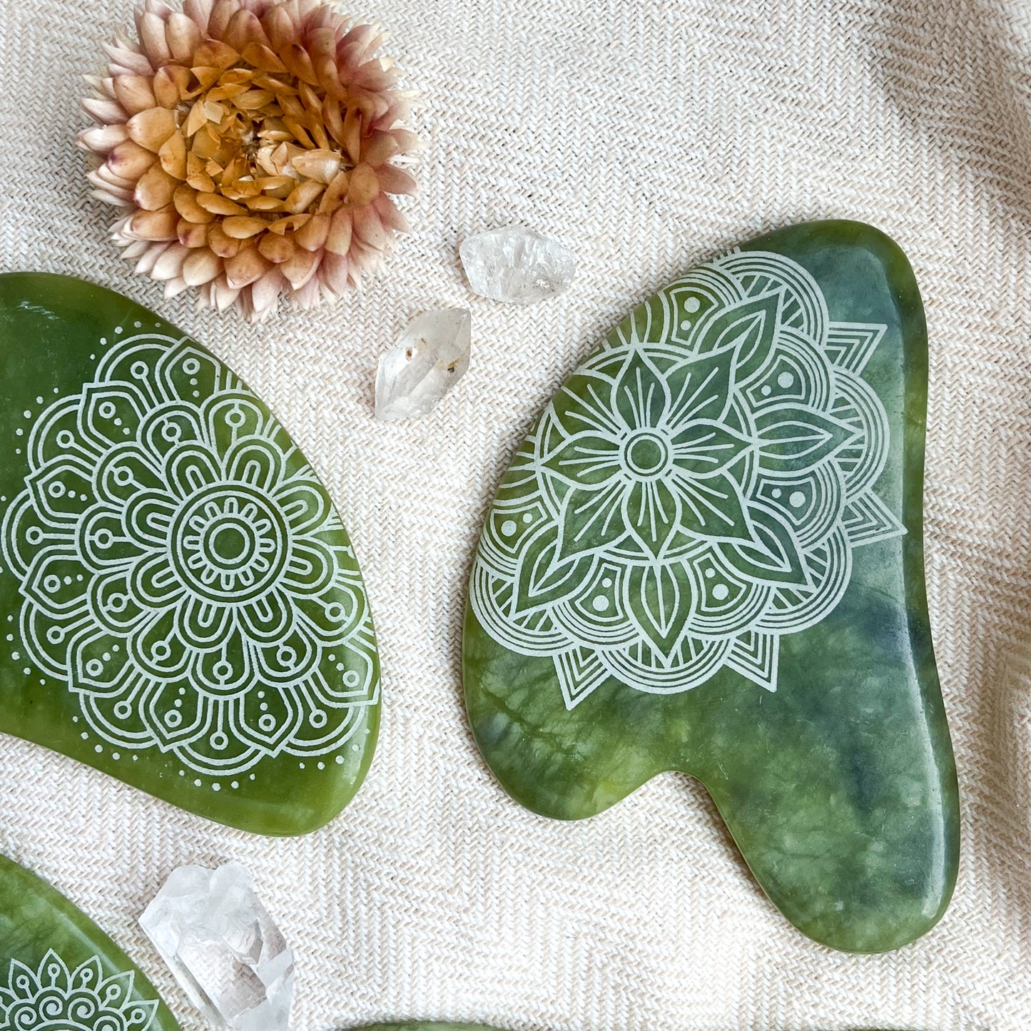Bright Green Nephrite Jade Gua Sha Facial Massage Tool