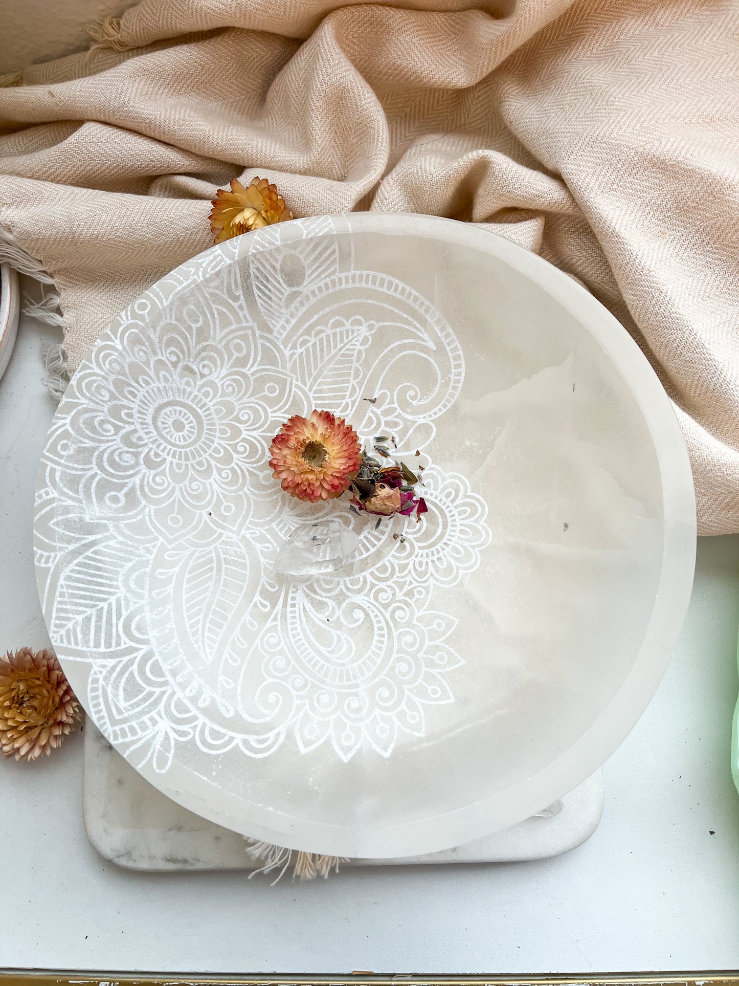 Round Selenite Jewelry & Trinket Dish Offering Bowl
