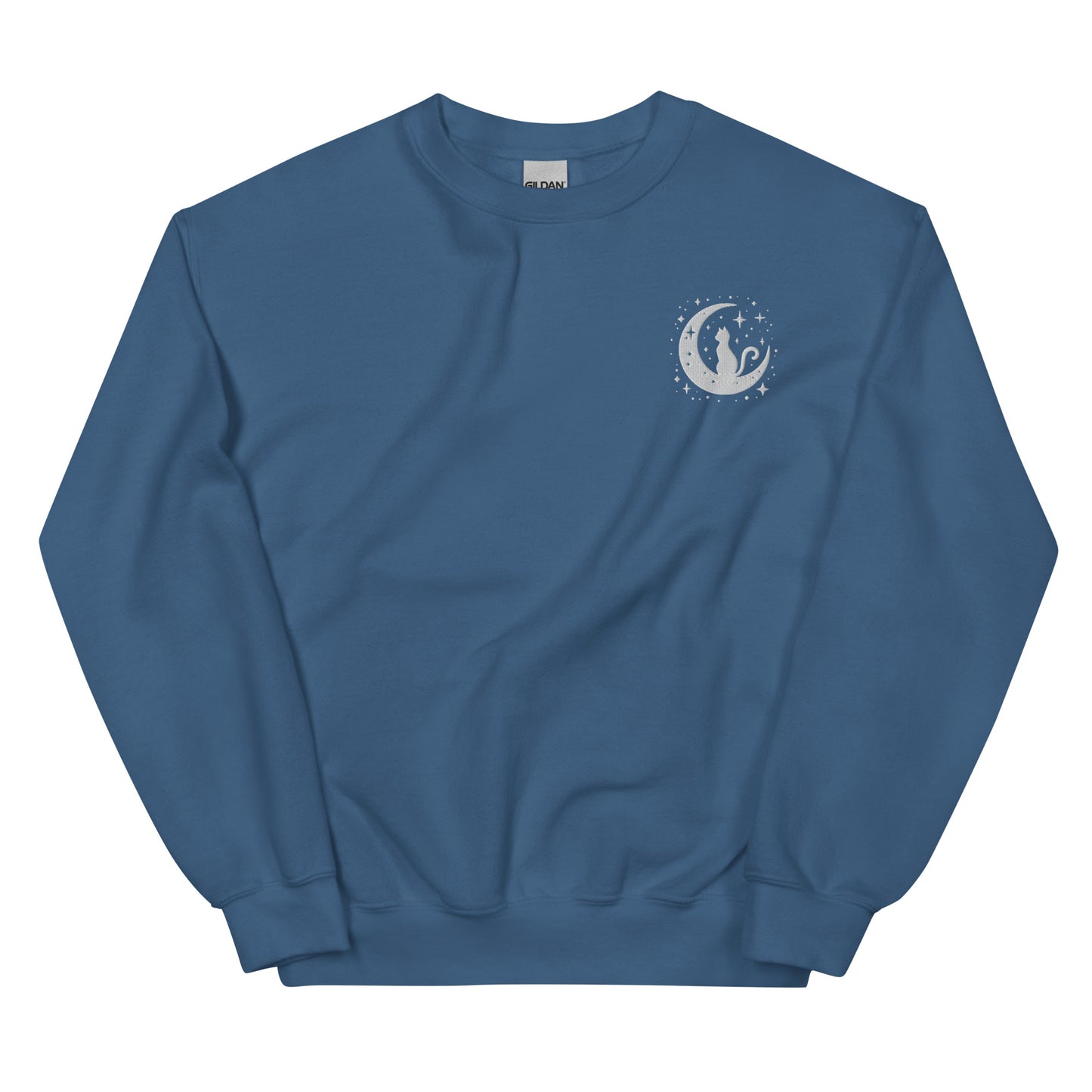 "Cat on Moon" Embroidered Halloween Spooky Crewneck Sweatshirt *Free Shipping*