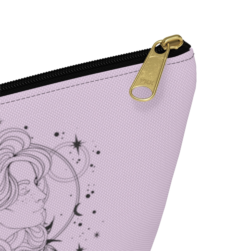 Gemini "Celestial Twins" Twin Goddesses Zodiac Astrology Accessory Pouch w T-bottom in Orchid - Fractalista Designs