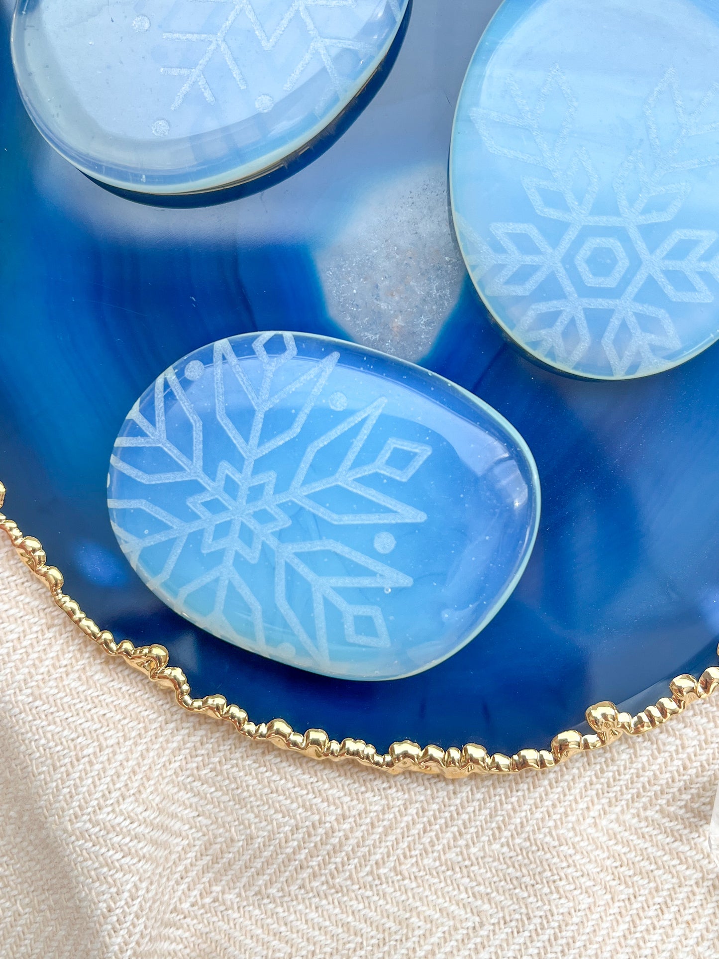 "Snowflake" Opalite Worry Stone - Fractalista Designs