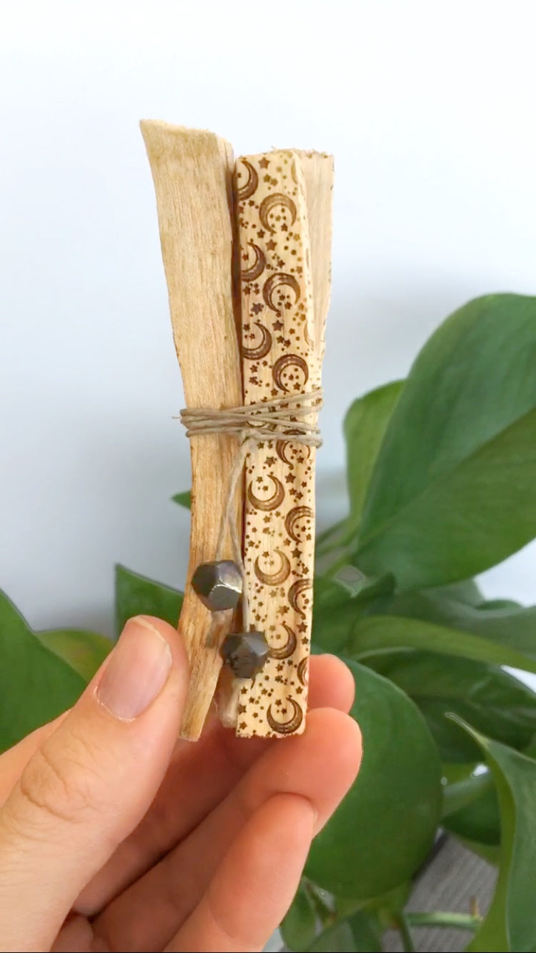 Set of 3 "Celestial Bodies" Etched Palo Santo