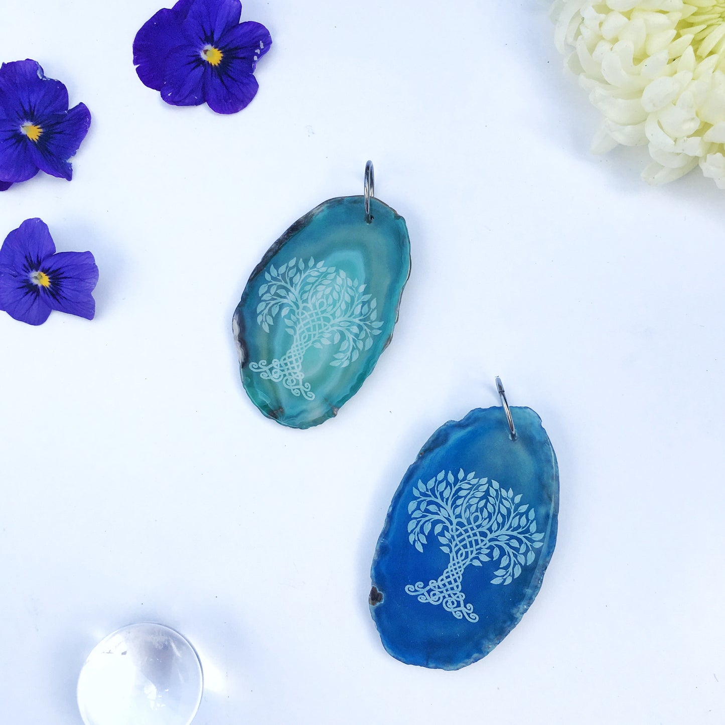 “Tree of Life” Colored Agate Slice ~3"