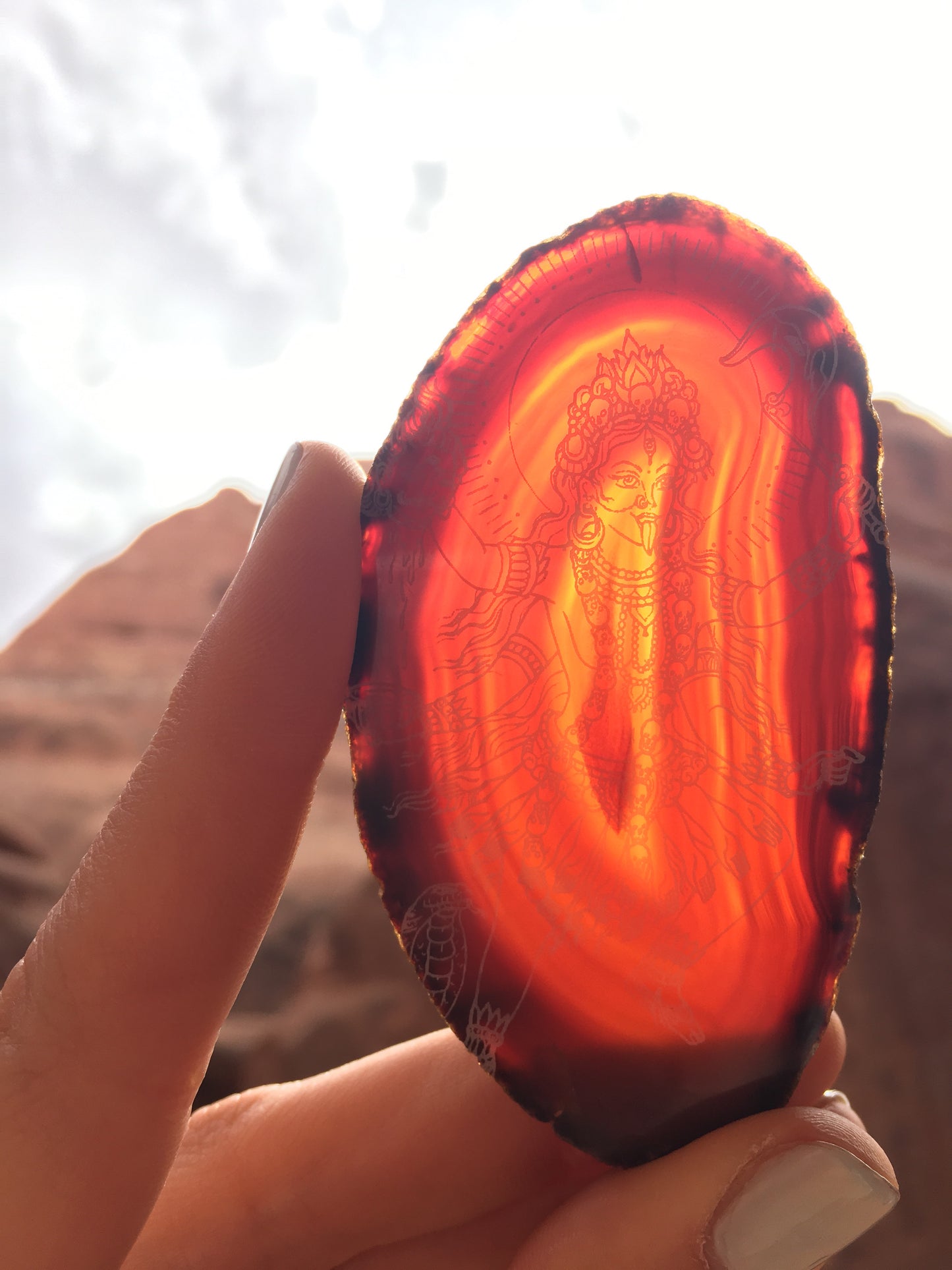*CLEARANCE DAMAGE 2nd QUALITY* Red Agate Slice “Kali Ma” Goddess Provisions July FINAL SALE - Fractalista Designs