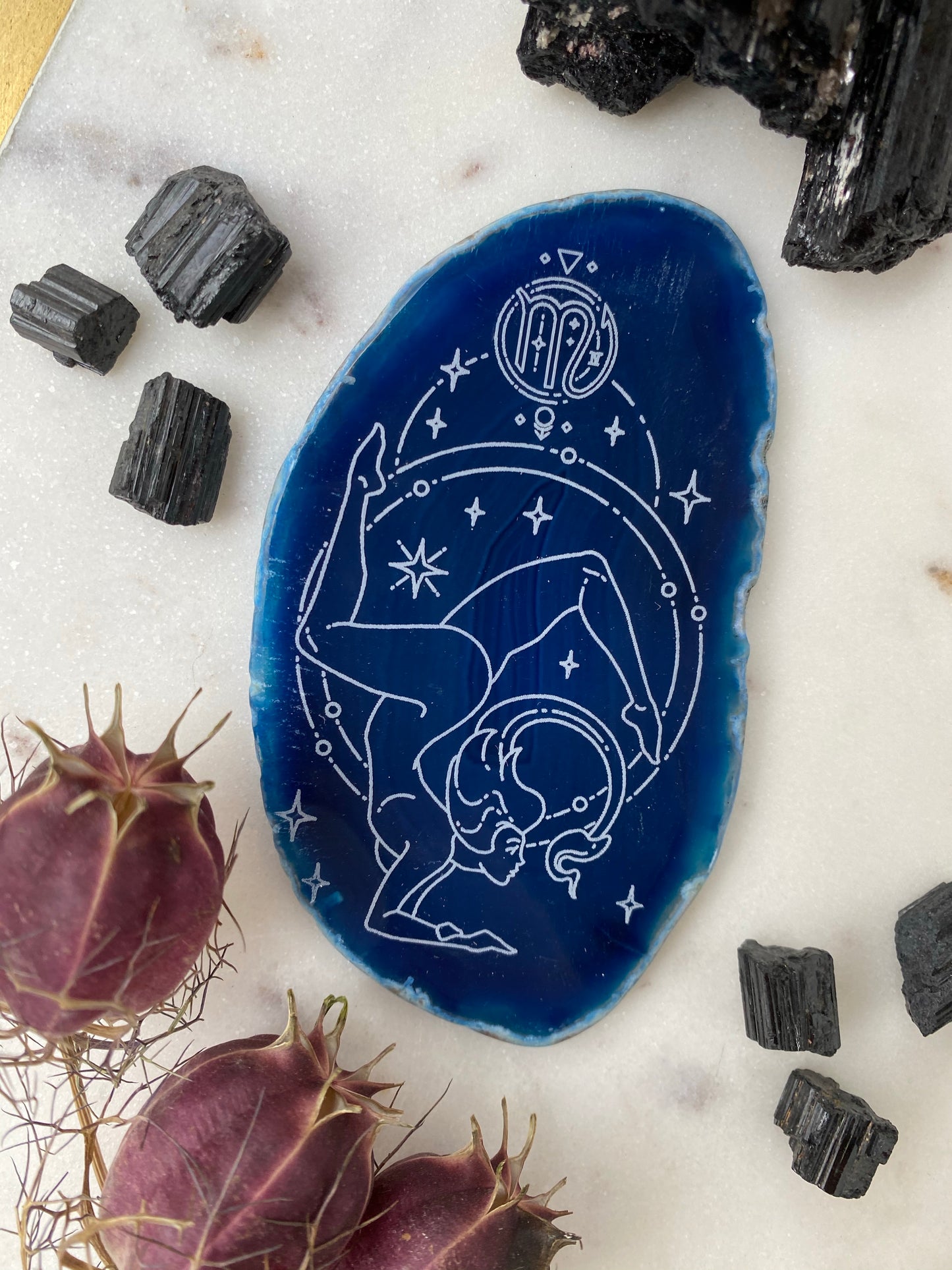 "Strength" Scorpio Zodiac Goddess Zodiac Agate Slices - Oval - Fractalista Designs