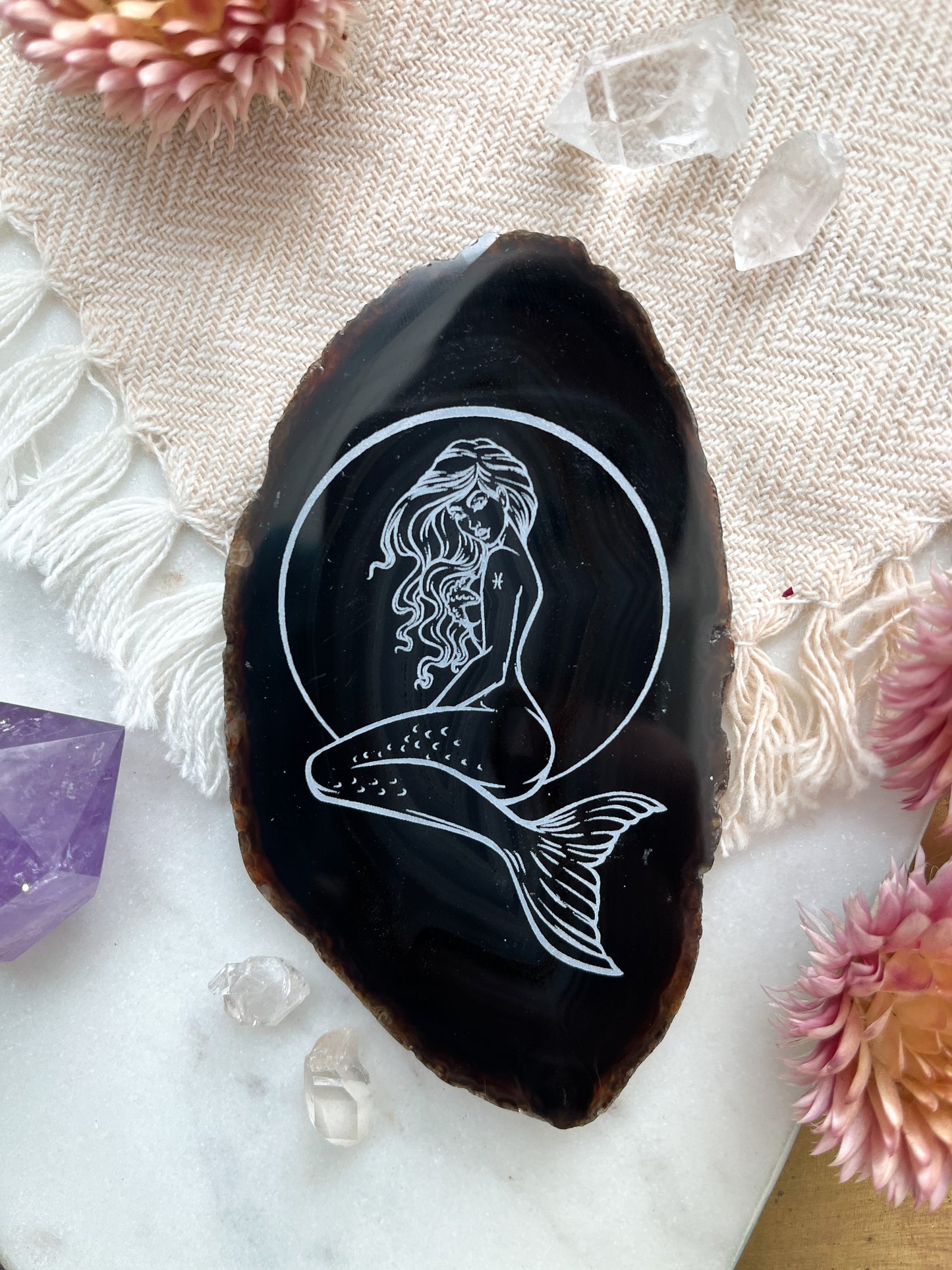 "Siren" Pisces Mermaid Goddess Agate Slices - Fractalista Designs