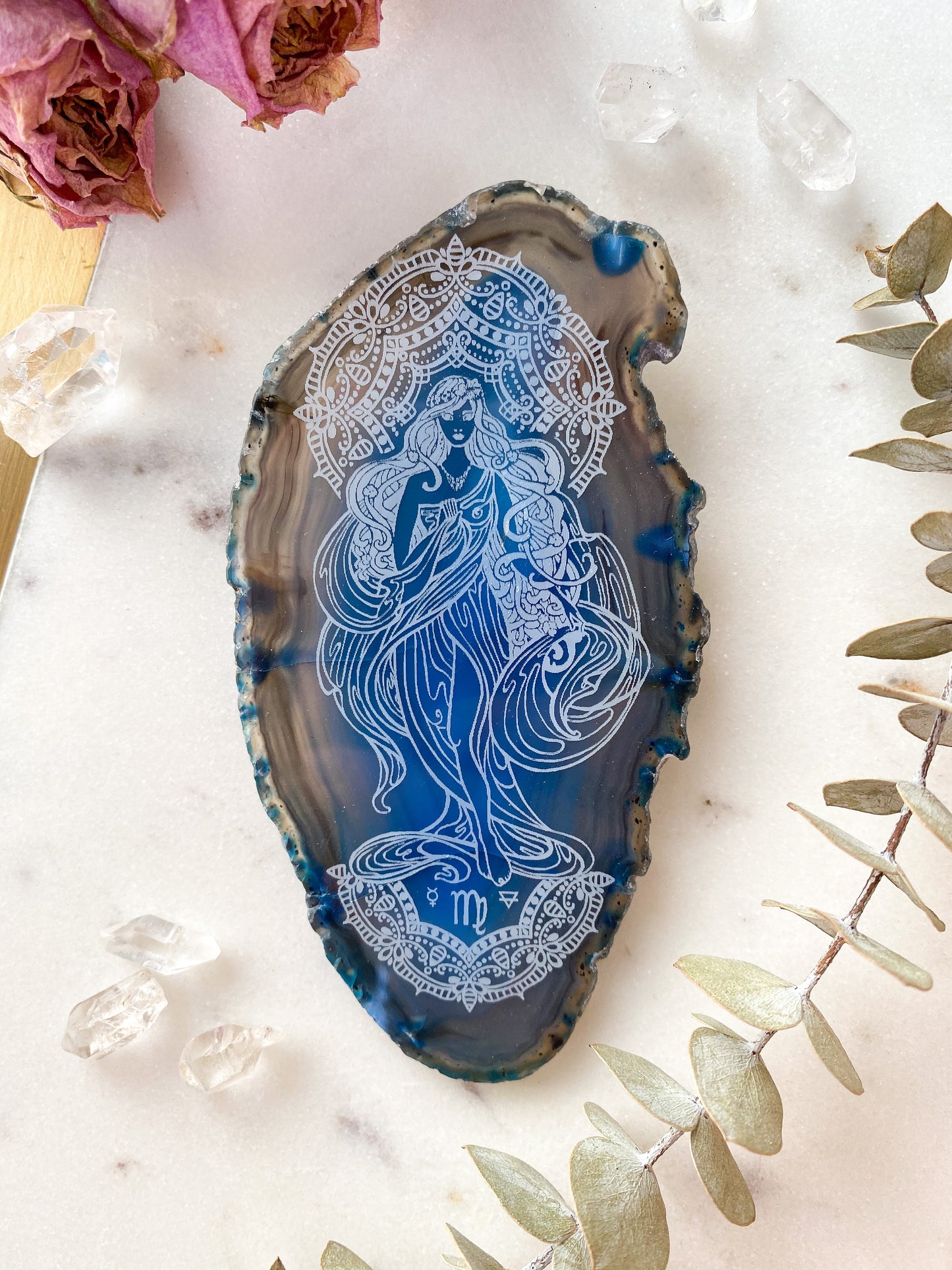 "Earth Goddess" Virgo Zodiac Agate Slices - Oblong - Fractalista Designs