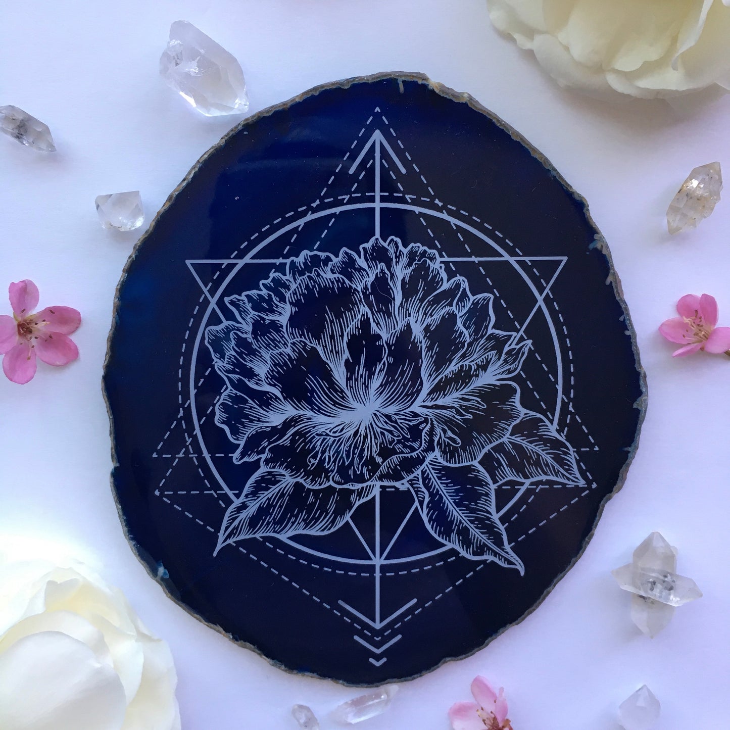 “Floral Dynamics” Peony Agate Slices - Flower Essence Collection