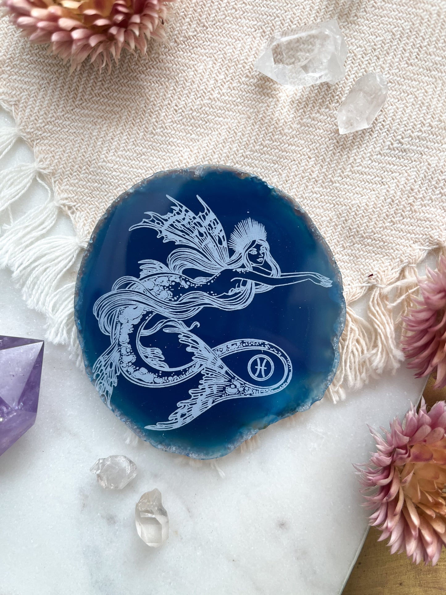 "Sea Nymph" Pisces Mermaid Goddess Agate Slices - Fractalista Designs