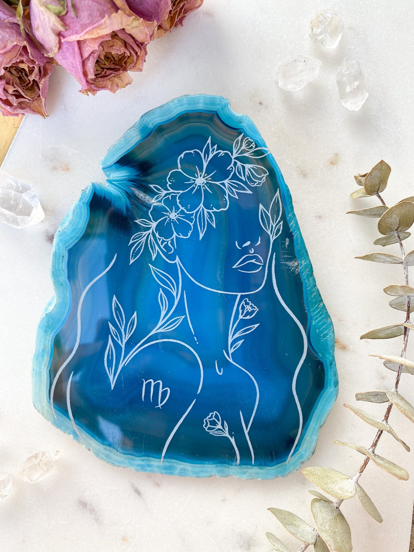 "Clarity" Virgo Zodiac Agate Slices - Round - Fractalista Designs