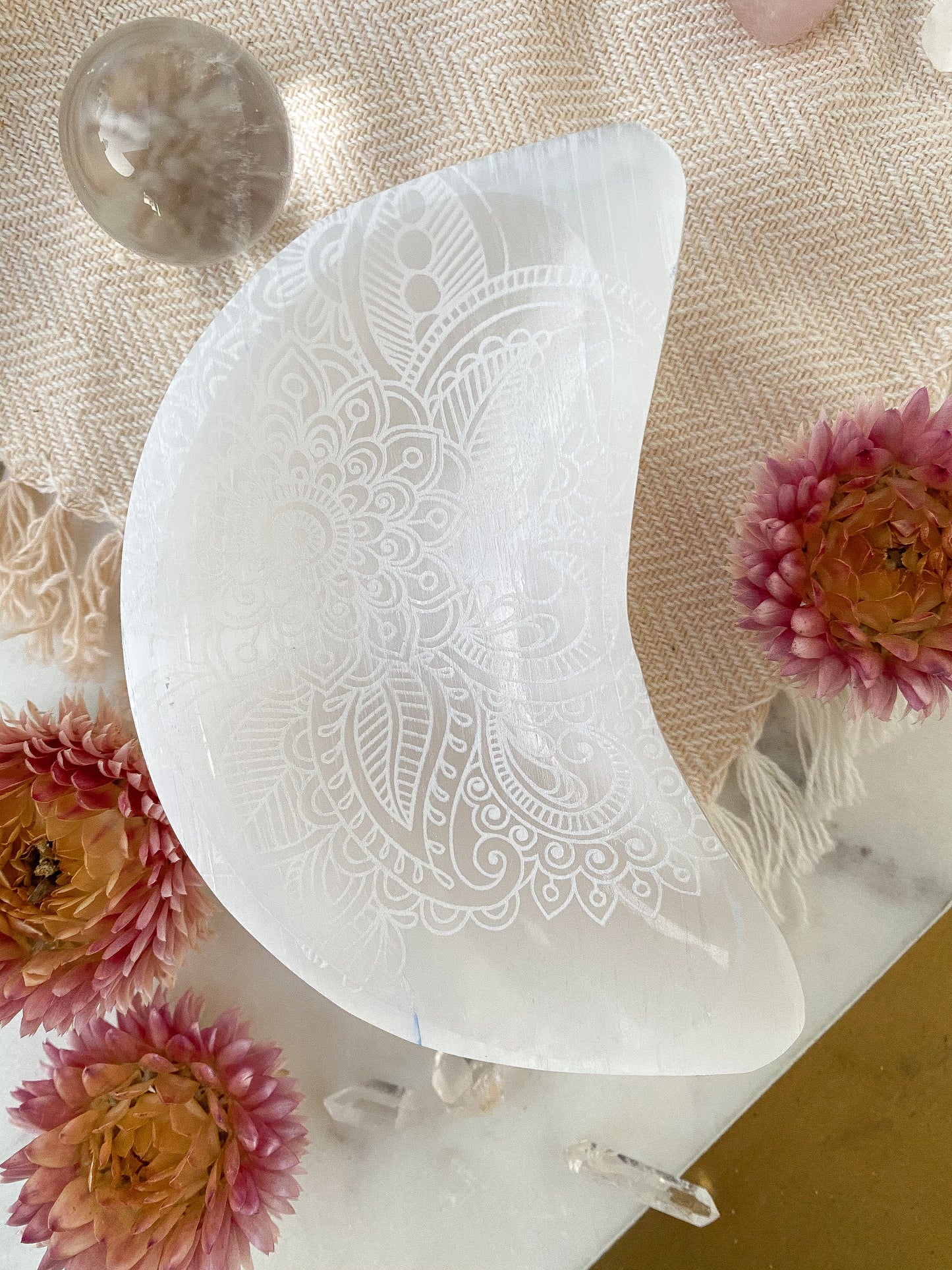 Moon Shaped Selenite Offering Bowls