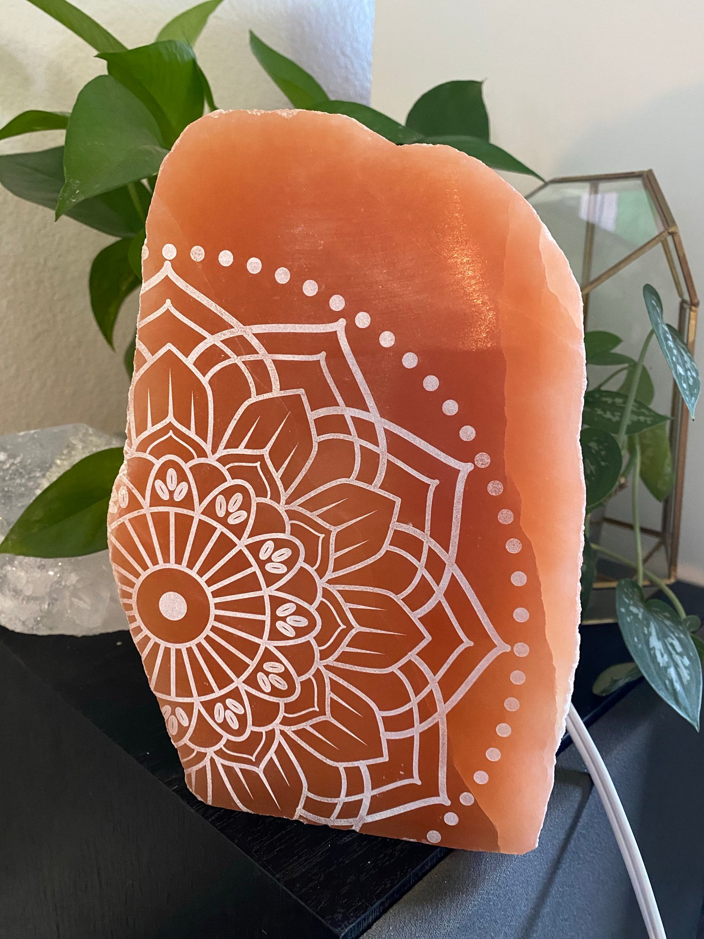 Peach Selenite Lamp