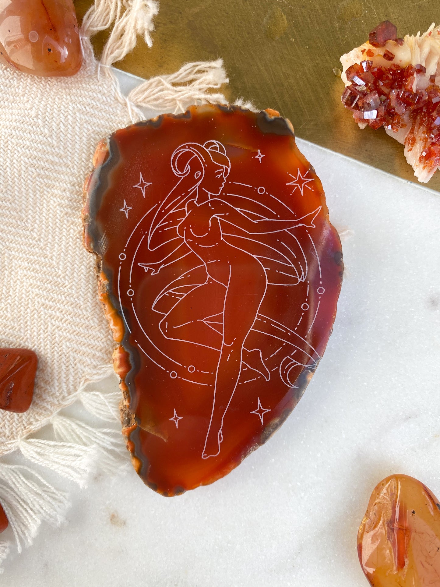 "Leadership" Aries Zodiac Astrology Goddess Agate Slices - Fractalista Designs