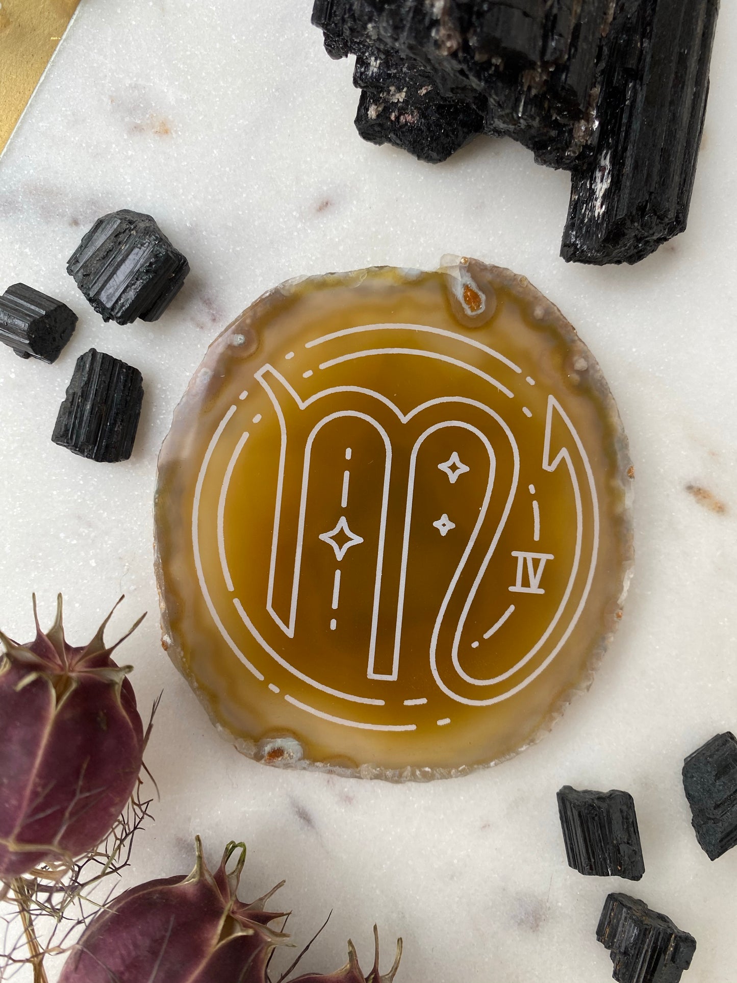 "Power" Zodiac Agate Slices - Round - Fractalista Designs