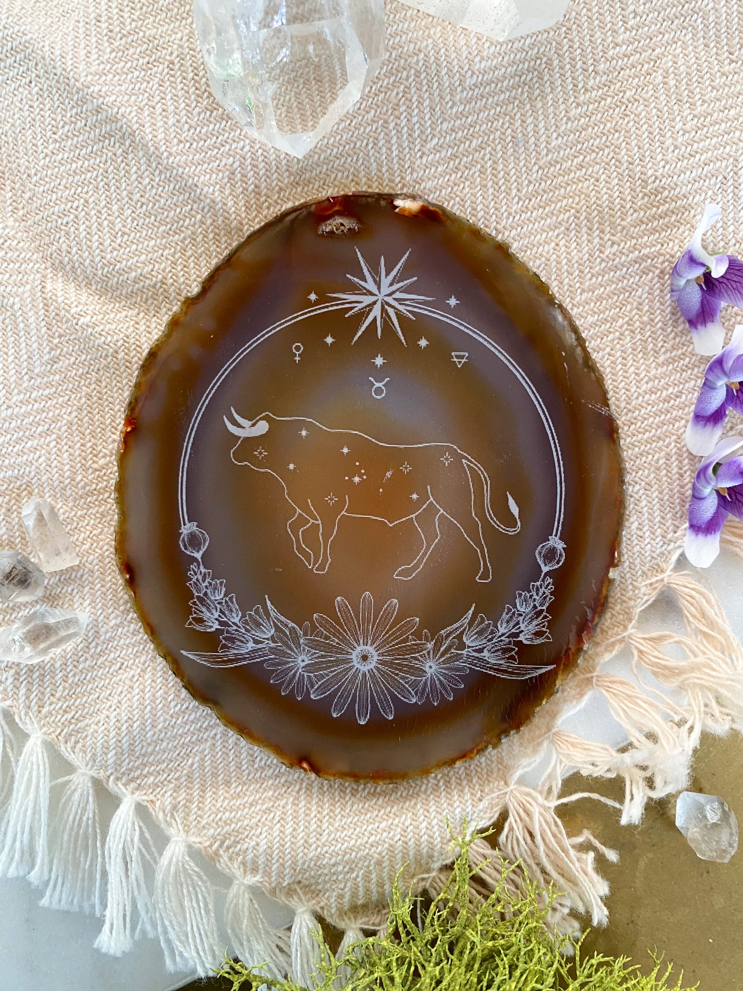 “Taurus Sigil” Daisy Flower Agate Slices