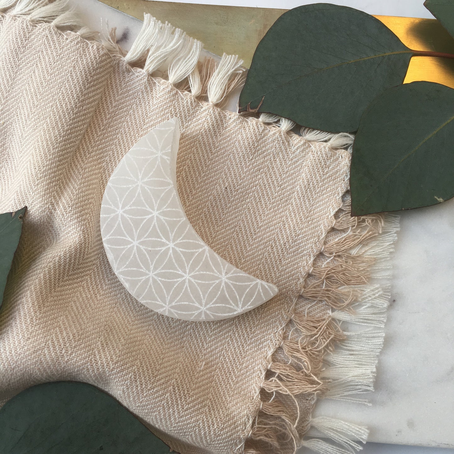 3” Flower of Life Crescent Moon Charging Pedestal - Fractalista Designs