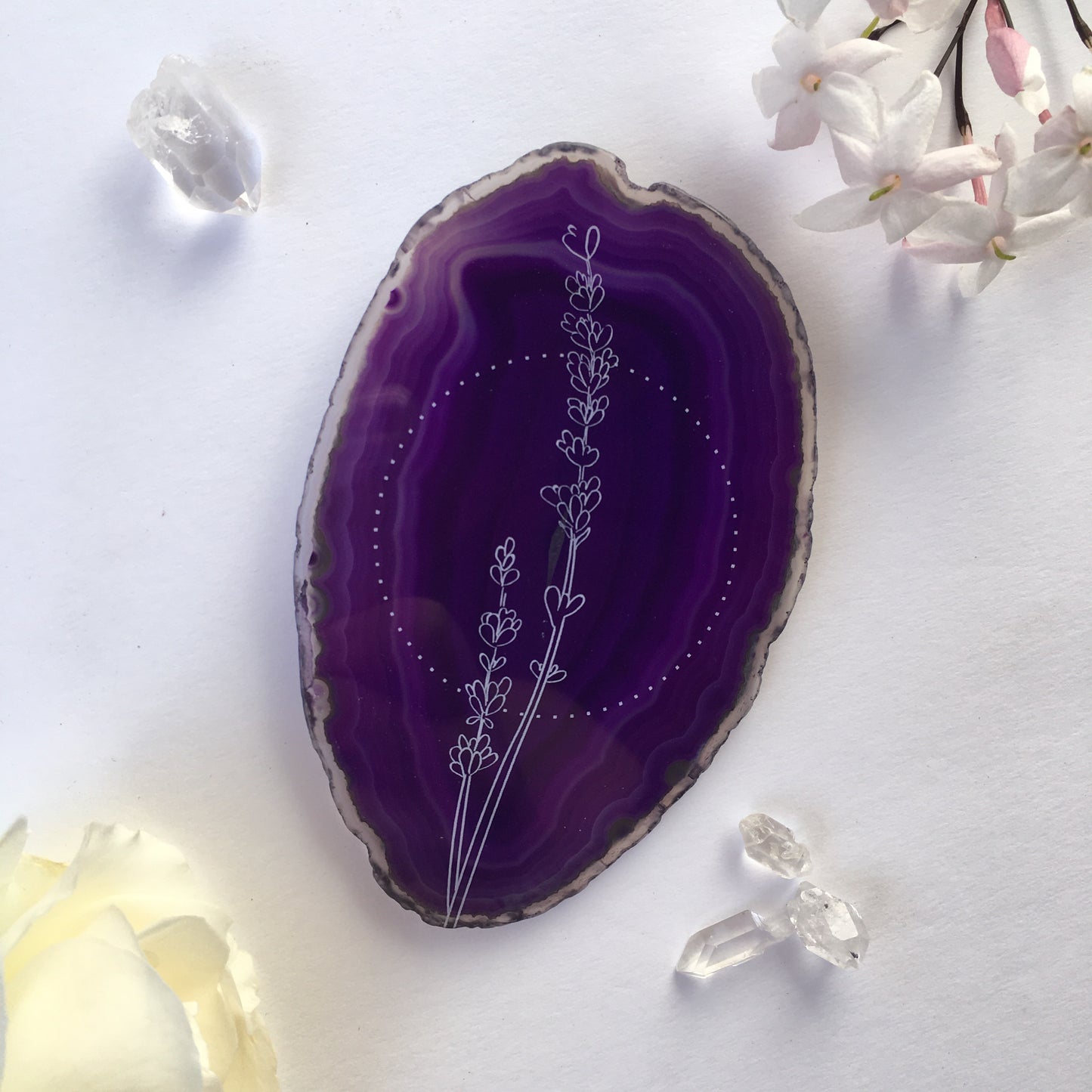 “Lavender Dreams” Lavender Flower Agate Slices - Flower Essence Collection