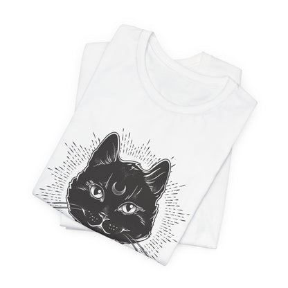 "Stay Spooky" Funky Font Midnight Familiar Black Cat Unisex Jersey Short Sleeve Tee
