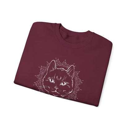 Stay Spooky Cat Sweatshirt Funky Font – Halloween Black Cat Graphic Crewneck