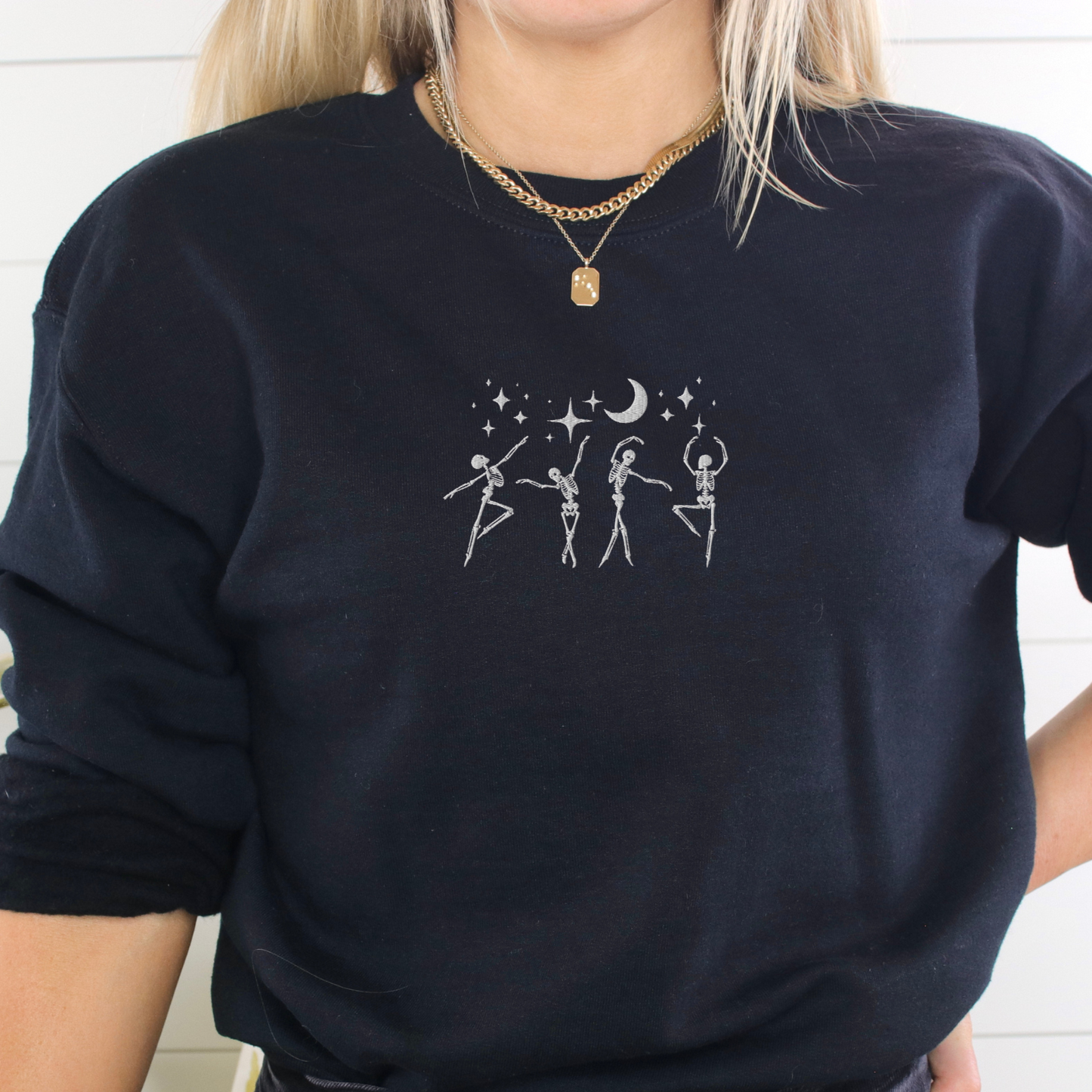 "Dancing Skeletons" Embroidered Halloween Spooky Crewneck Sweatshirt *Free Shipping*