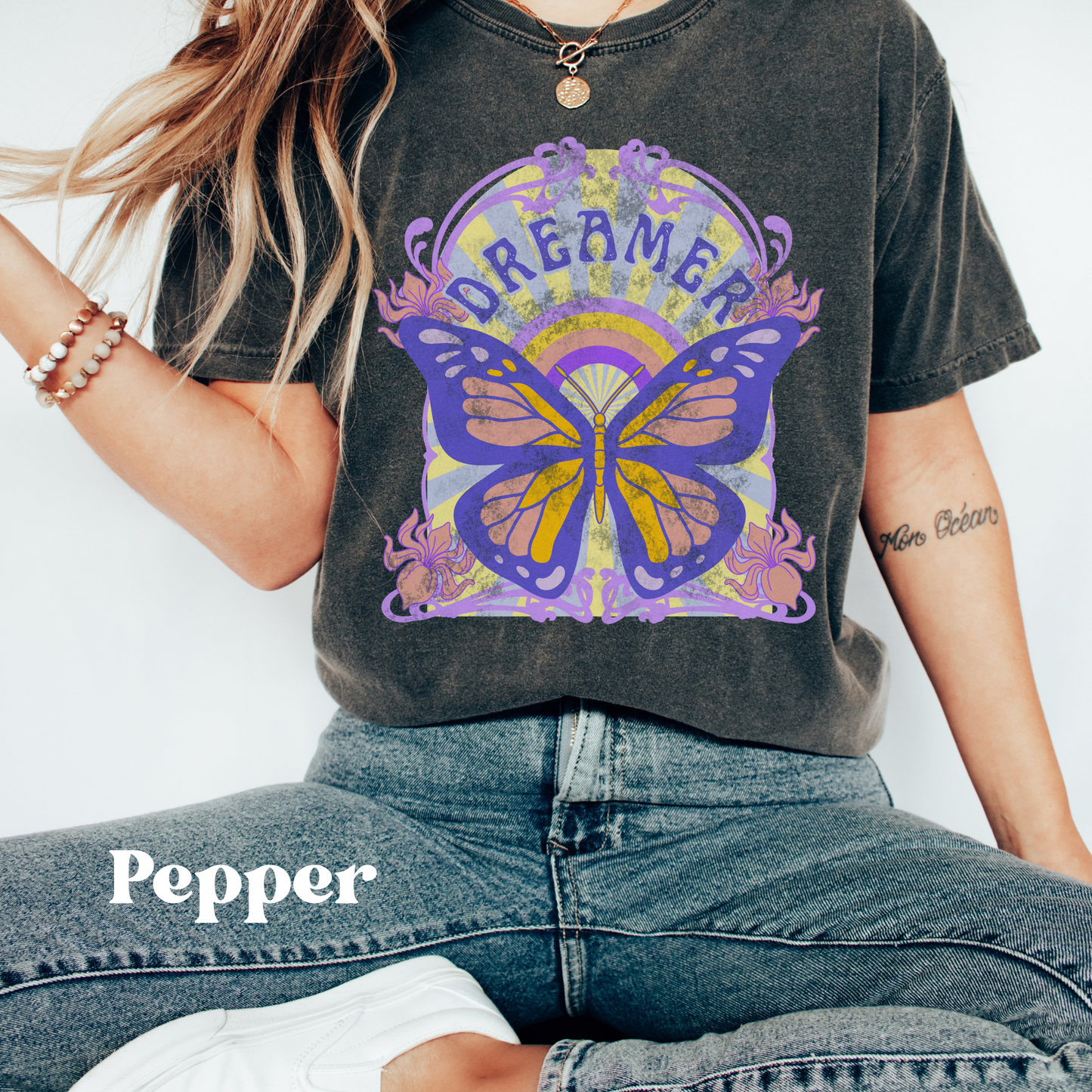 Dreamer Butterfly Art Nouveau Shirt Comfort Colors - Fractalista Designs