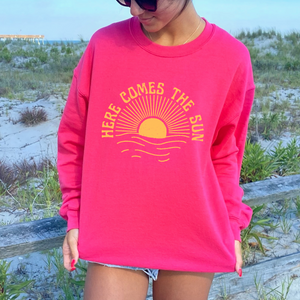 Here Comes the Sun Beachy Sunset Crewneck Sweatshirt