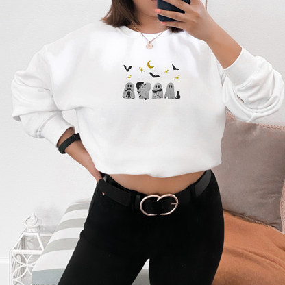 "Ghosts and Their Cats" Halloween Spooky Crewneck Sweatshirt