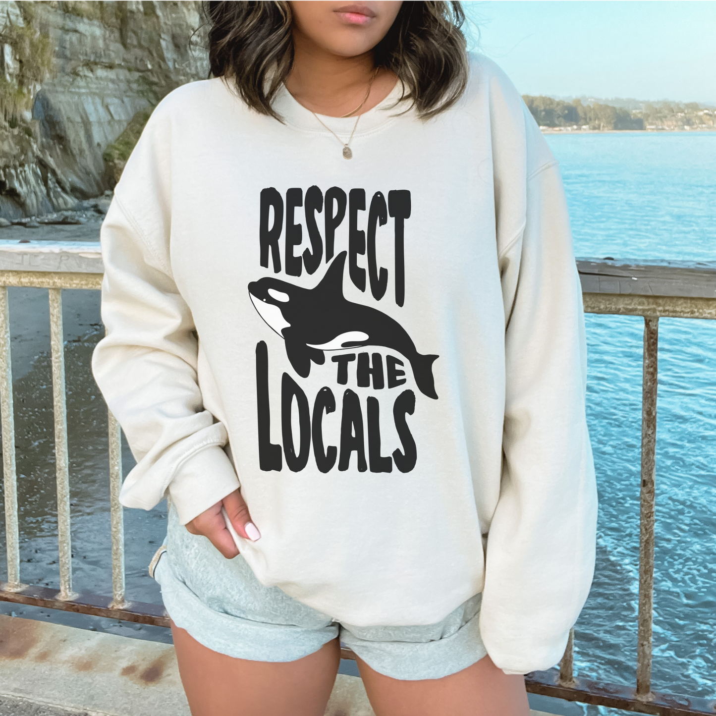 Respect the Locals Orca Whale Crewneck Sweatshirt