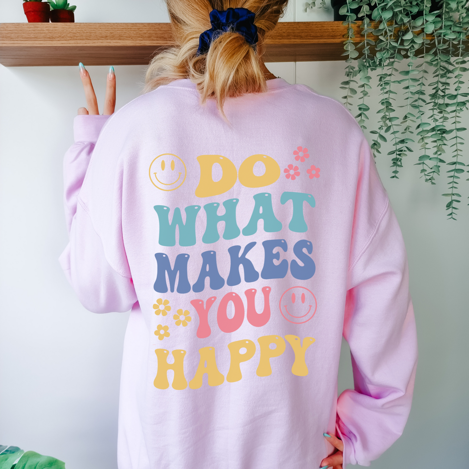 Do What Makes You Happy Back Print Crewneck Sweatshirt - Fractalista Designs