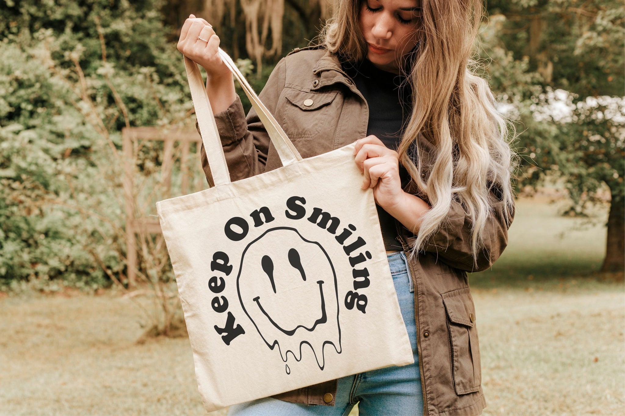 Smiley best sale tote bag