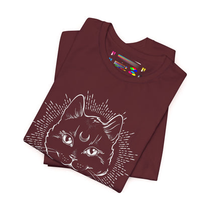 "Stay Spooky" Funky Font Midnight Familiar Black Cat Unisex Jersey Short Sleeve Tee