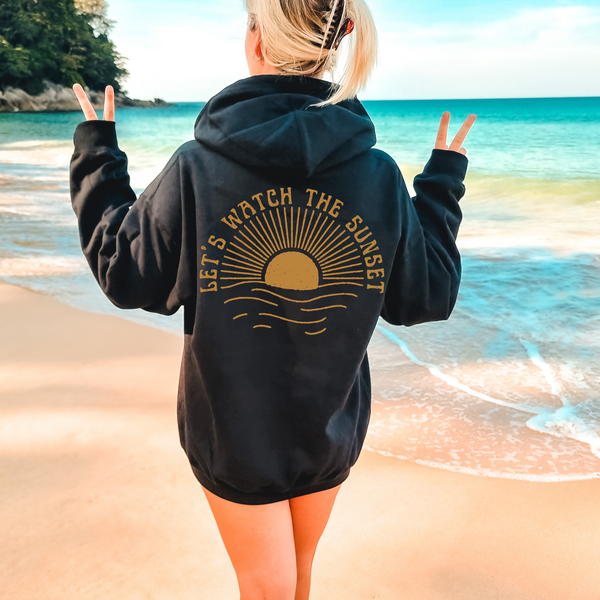 Lets Watch The Sunset Printed Thermal Hoodie – Outfit Lander