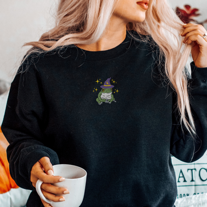 Embroidered Mystical Witch Frog Crewneck Sweatshirt Gildan *Free Shipping*