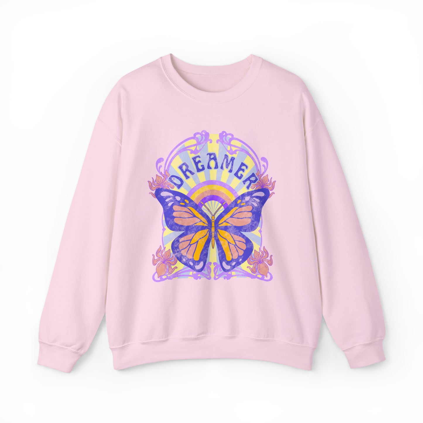 Dreamer Butterfly Art Nouveau Crewneck Sweatshirt - Fractalista Designs