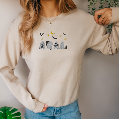 "Ghosts and Their Cats" Halloween Spooky Crewneck Sweatshirt