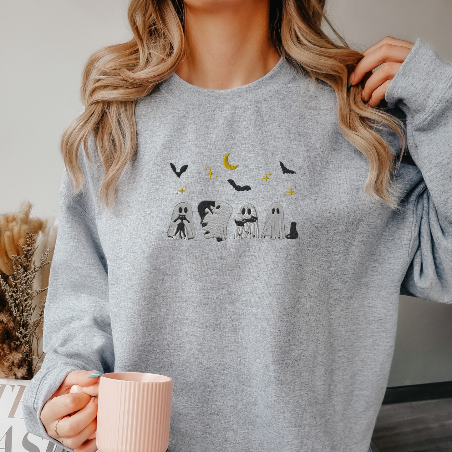 "Ghosts and Their Cats" Halloween Spooky Crewneck Sweatshirt