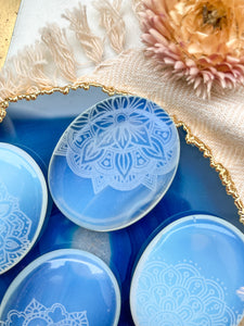 Opalite Worry Stone Etched with Mandala
