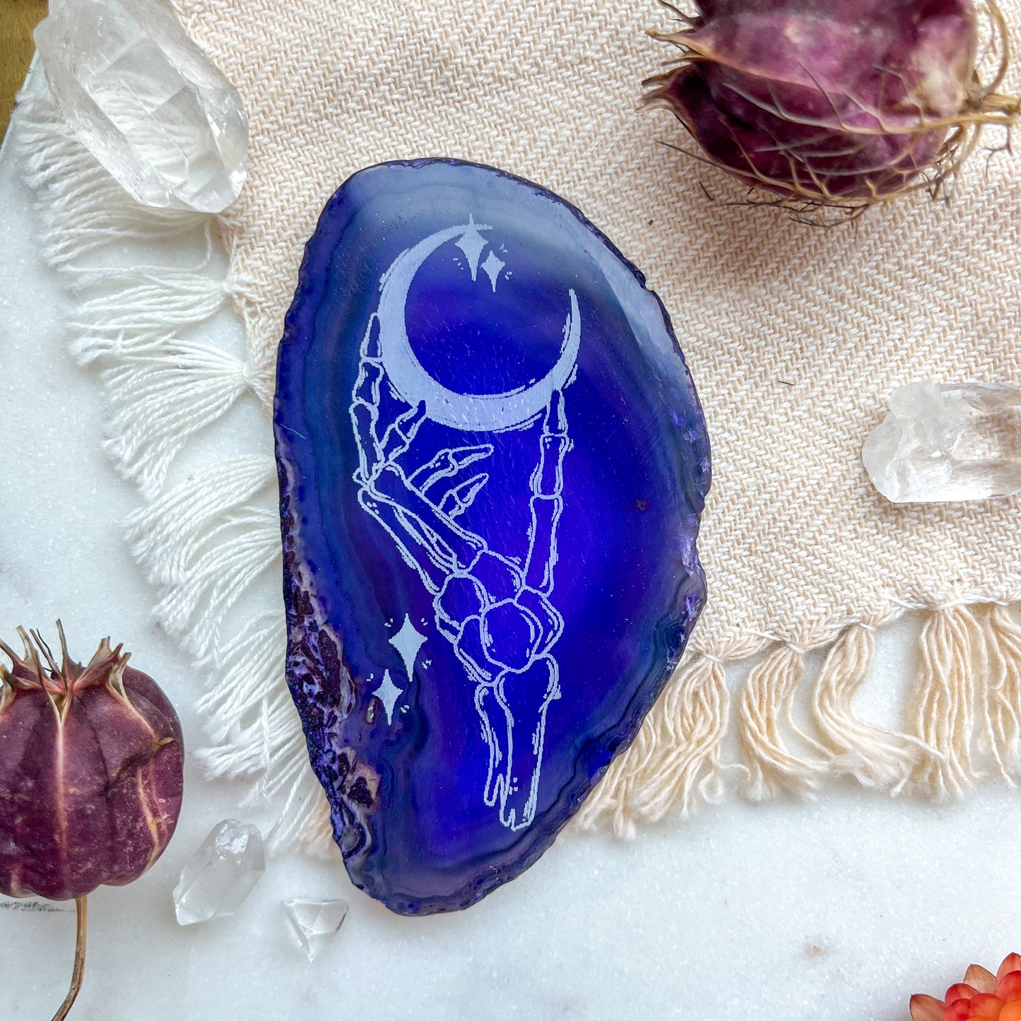 "Skeleton Moon" Spooky Halloween Agate Slice