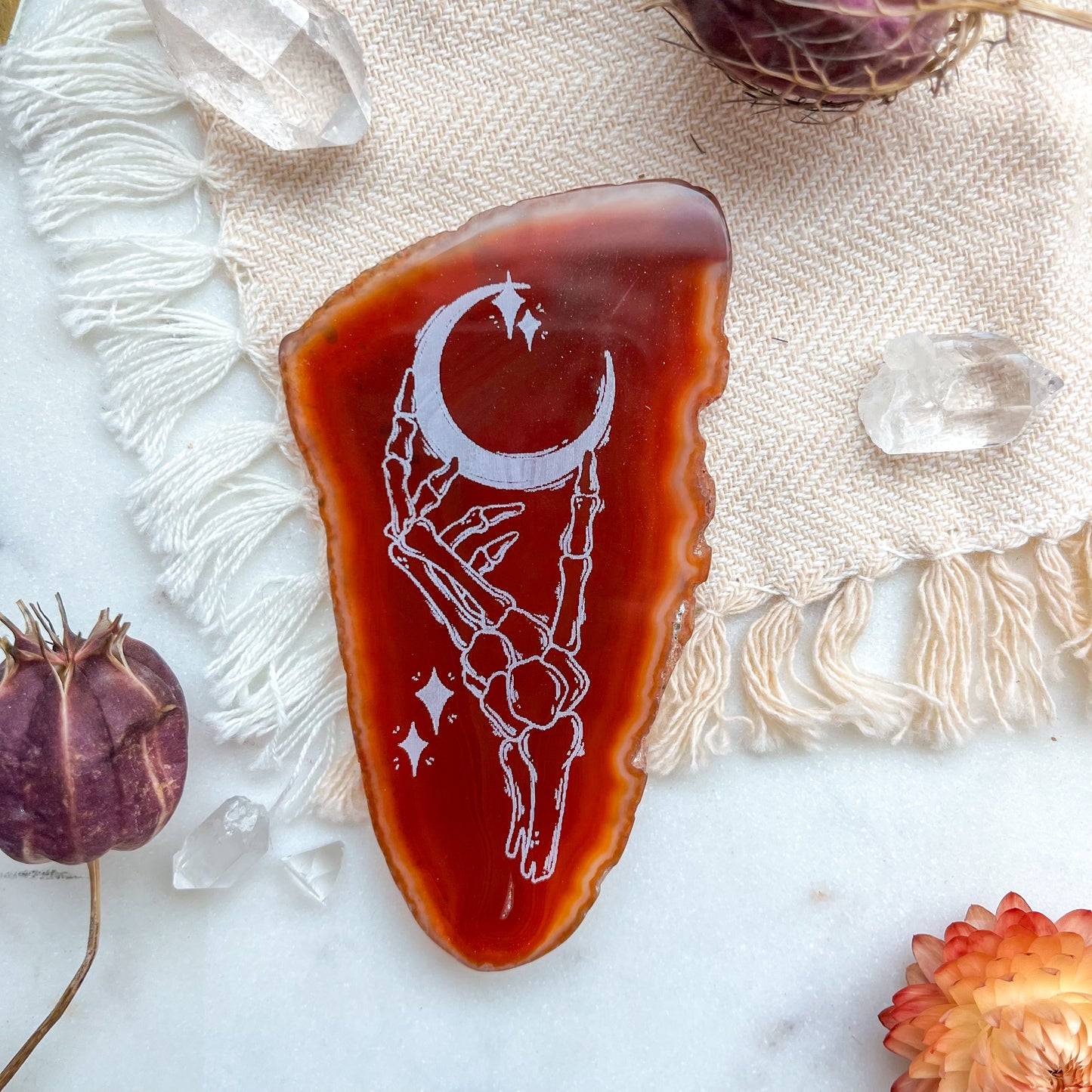 "Skeleton Moon" Spooky Halloween Agate Slice