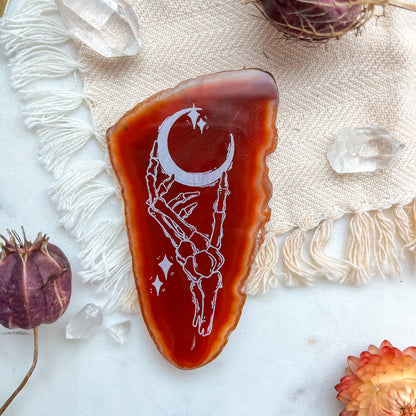 "Skeleton Moon" Spooky Halloween Agate Slice