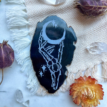 "Skeleton Moon" Spooky Halloween Agate Slice