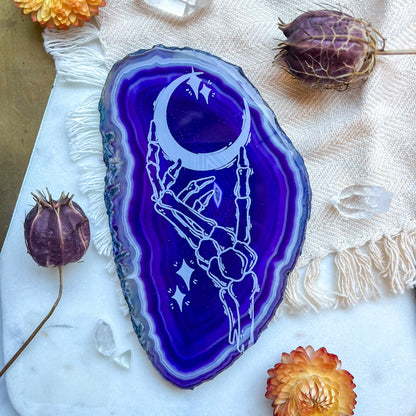 "Skeleton Moon" Spooky Halloween Agate Slice