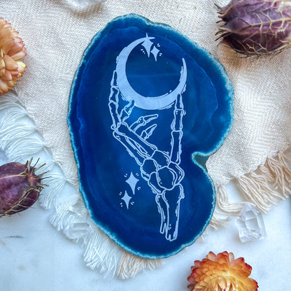 "Skeleton Moon" Spooky Halloween Agate Slice