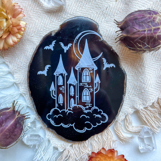 "Haunted Castle" Spooky Halloween Agate Slice