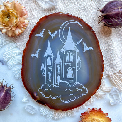 "Haunted Castle" Spooky Halloween Agate Slice