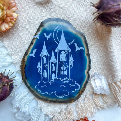 "Haunted Castle" Spooky Halloween Agate Slice