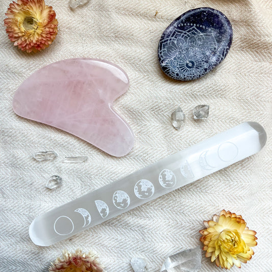 Ultimate Healing Self-Care Gift Bundle Gua Sha + Massage Wand + Worry Stone