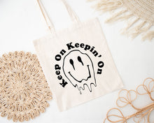 Keep on Keeping On Melting Smiley Face Canvas Tote Bag