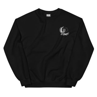 "Wise Owl" Embroidered Halloween Spooky Crewneck Sweatshirt *Free Shipping*